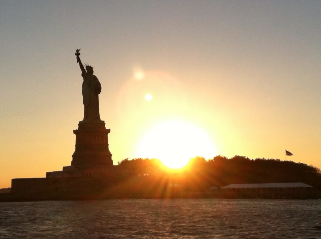 NYC Statue of Liberty sunset