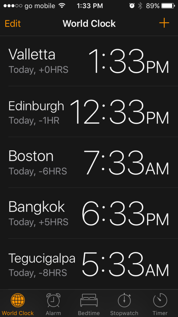 world clock time zones