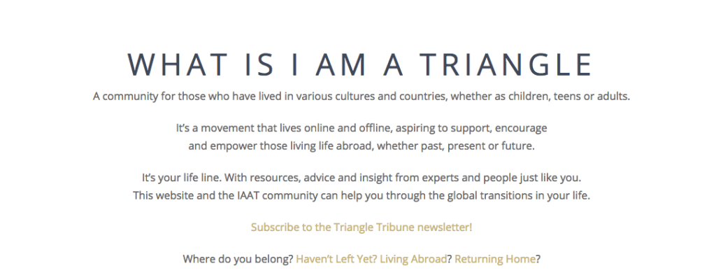 Expats and repats gather online at I Am a Triangle - learn more