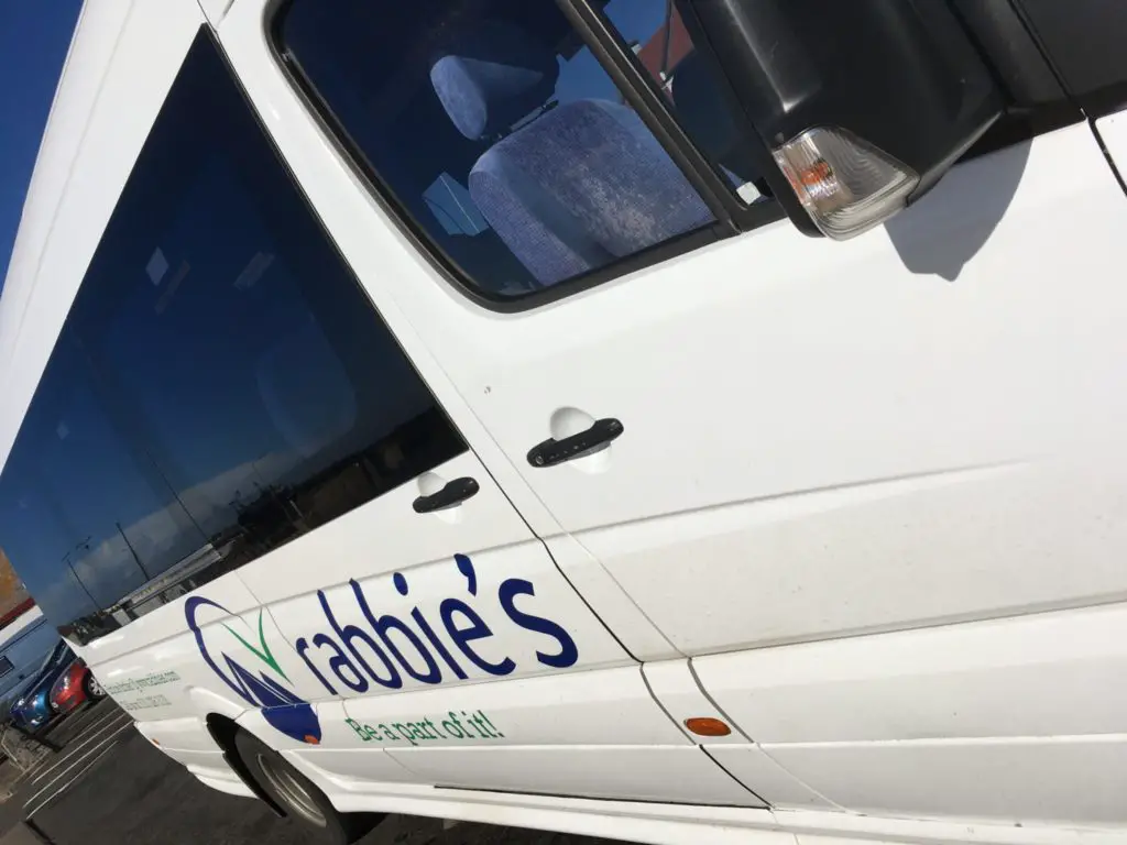 Rabbie's tour bus in Scotland