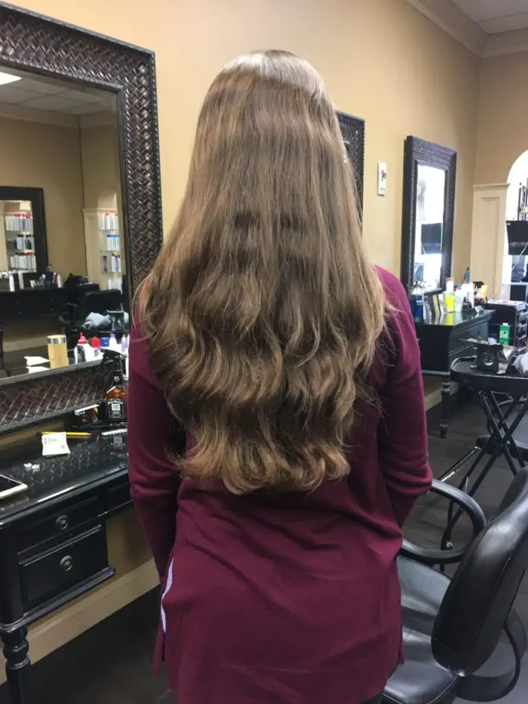 How to donate hair to Locks of Love - image of Amanda Walkins before cutting her hair