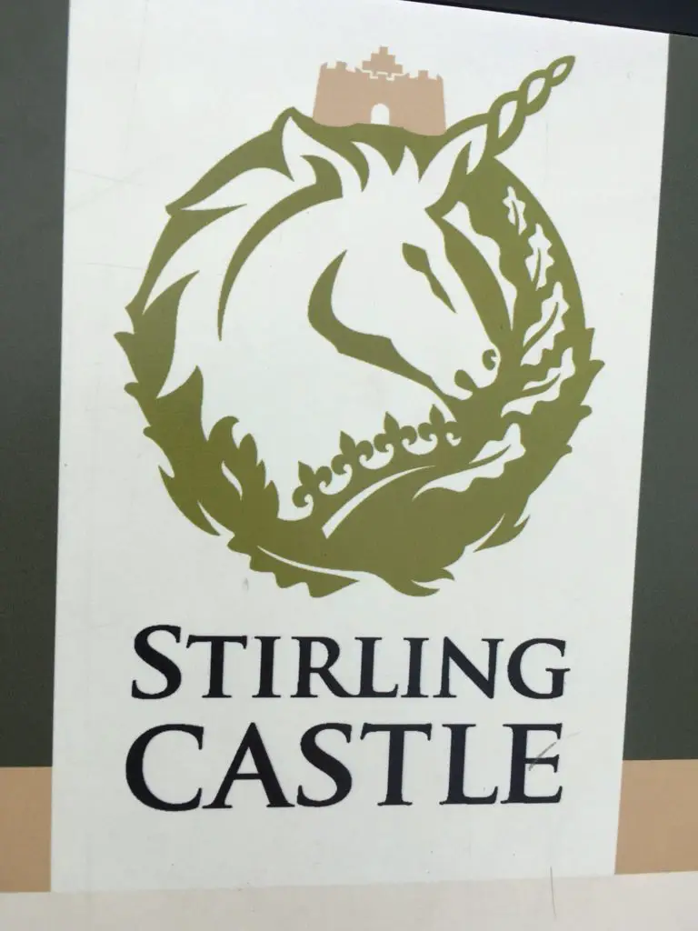 Sign for Stirling Castle with a unicorn