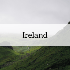 "Ireland" overlaid on an image from the country