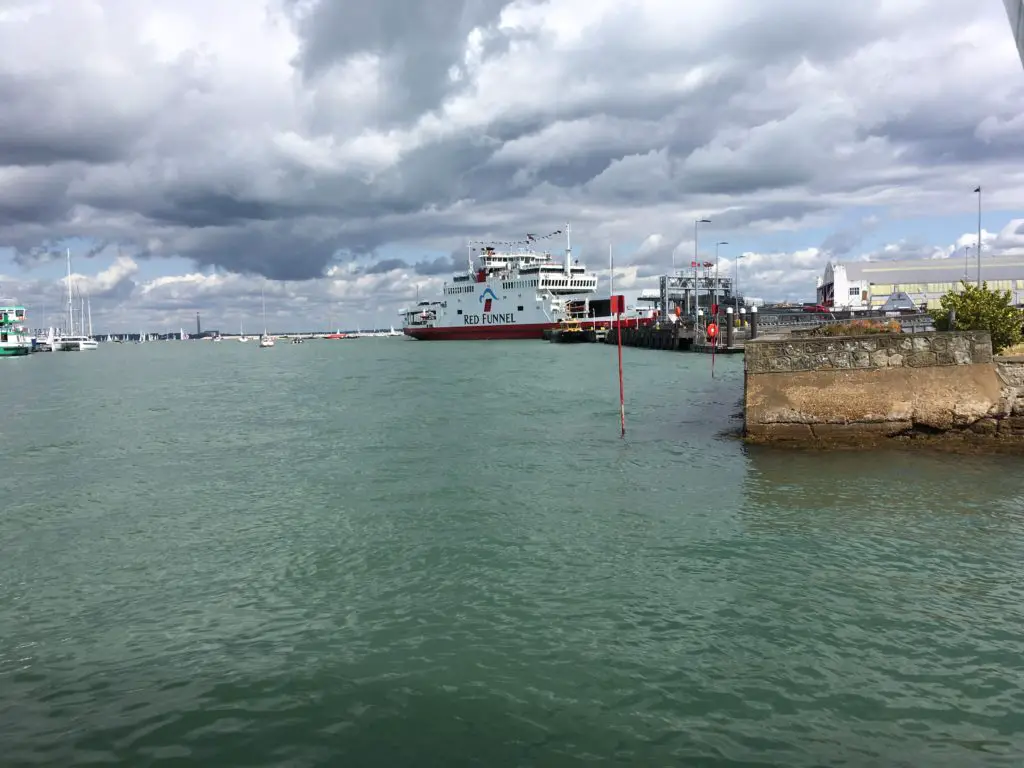 Isle of Wight car ferry terminus from the floating bridge departure point