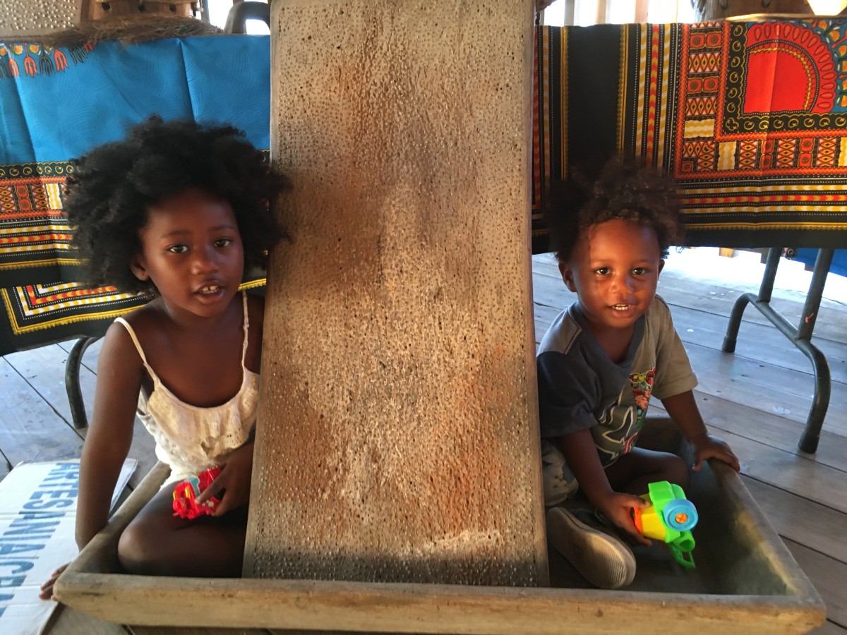 Kids playing at the Garifuna Cultural Center in Roatan