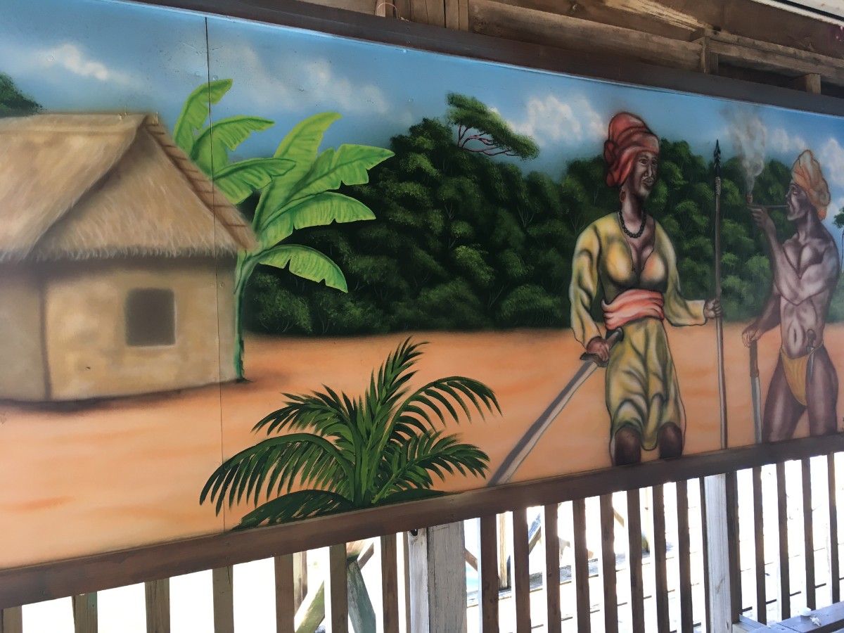 A mural painting depicting Garifuna people